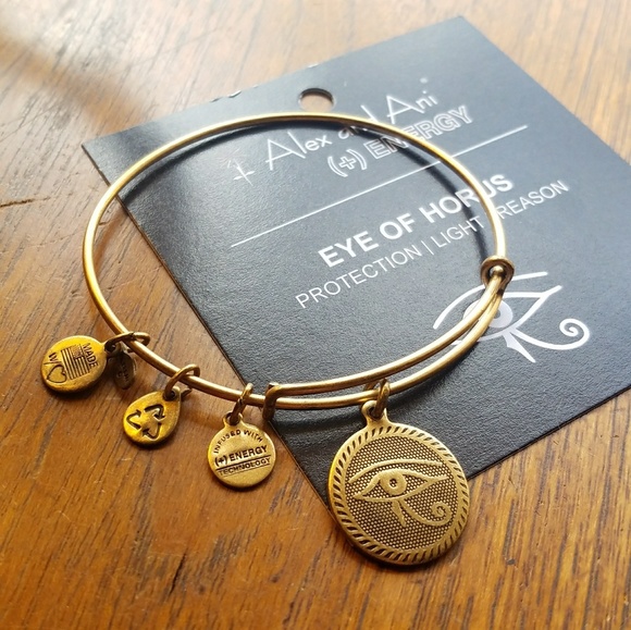 Alex and Ani Bangle Bracelet rafaelian gold Tone /"Eye Of Horus/" Retired